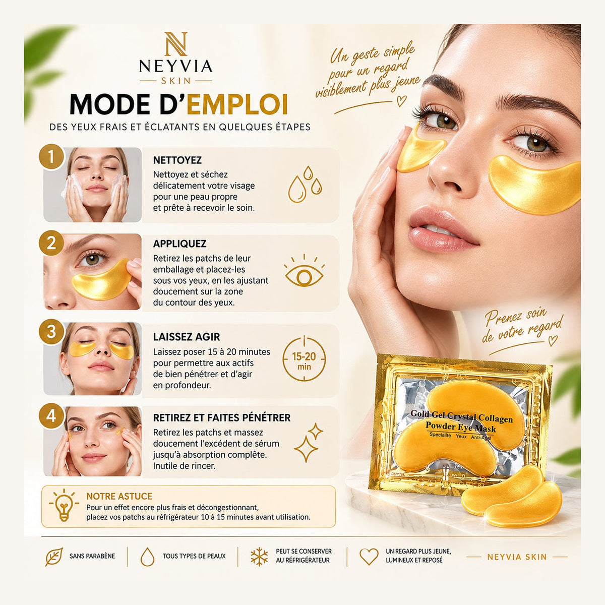 Patchs Yeux Collagène Or 24K NEYVIA SKIN — visuel 3